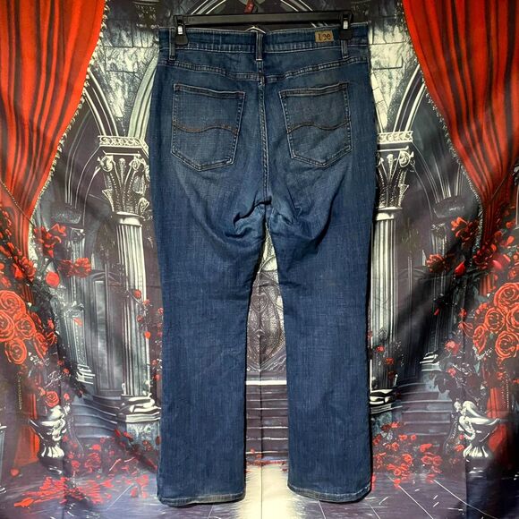Lee Flex Motion Jeans Womens 14 Blue Cotton Denim Bootcut Mid-Rise Preppy Casual - Picture 2 of 5
